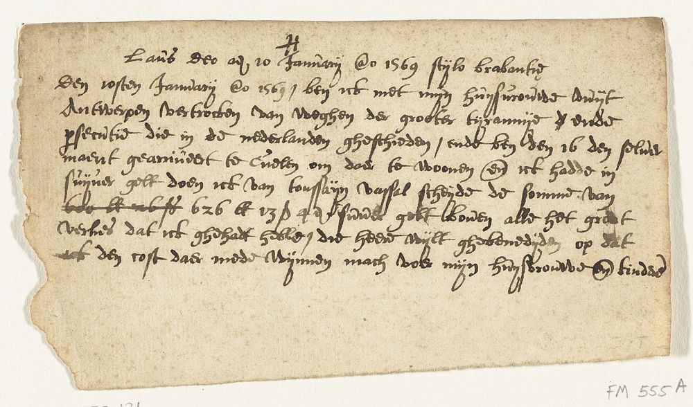 Handschrift met verhaal van een onbekende die met zijn vrouw vertrokken is uit Antwerpen naar Keulen vanwege de grote…
