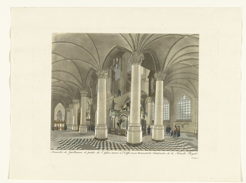 Nieuwe Kerk te Delft met het praalgraf van Willem I, prins van Oranje (1779 - 1834) by anonymous and Evert Maaskamp