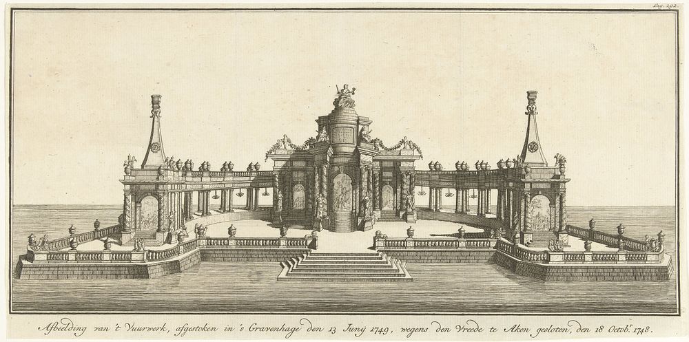 Vuurwerk te Den Haag bij de viering van de Vrede van Aken, 1749 (1749) by anonymous