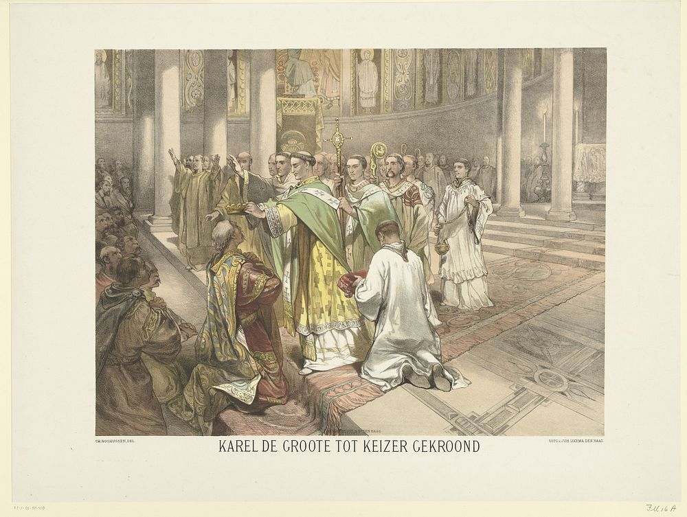 Karel de Grote tot keizer gekroond, 800 (1878 - 1880) by Charles Rochussen, Samuel Lankhout and Co and Johannes Ykema