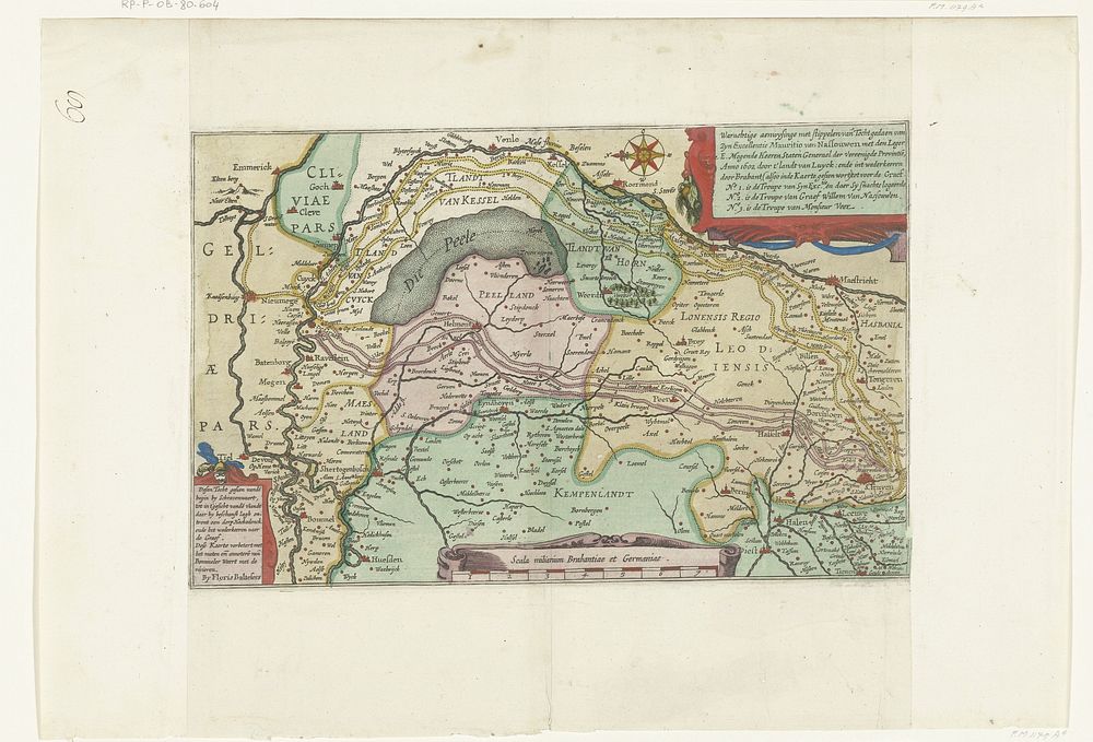 Kaart met de tocht van Maurits door Brabant, 1602 (1612 - 1624) by Floris Balthasarsz van Berckenrode and Floris Balthasarsz…