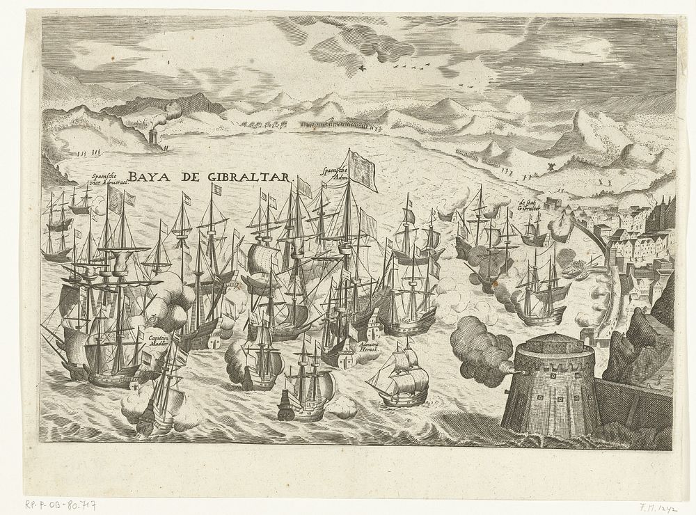 Zeeslag voor Gibraltar, 1607 (1607 - 1610) by Bartholomeus Willemsz Dolendo