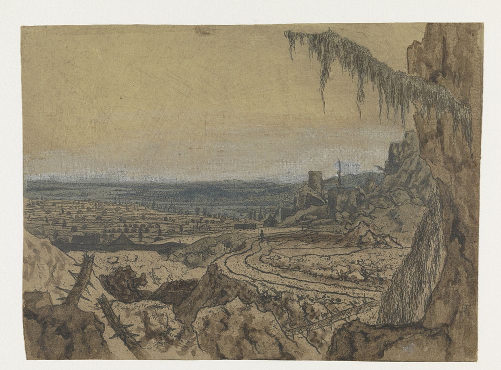 Distant View with a Road and Mossy Branches (c. 1622 - c. 1625) by Hercules Segers and Hercules Segers
