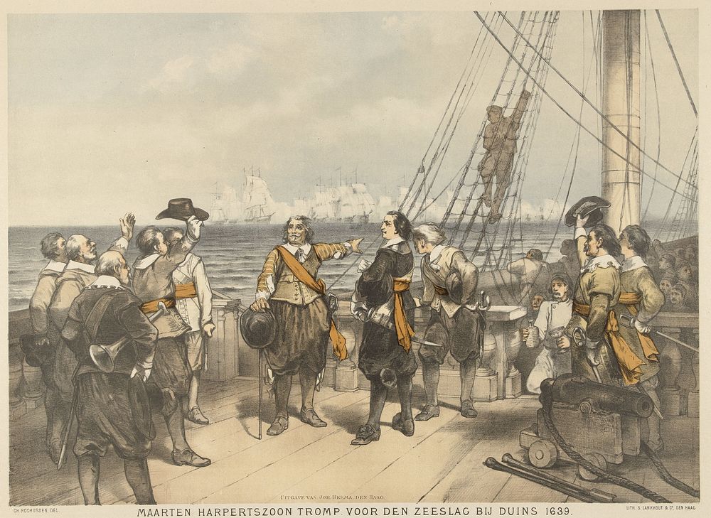 Maarten Tromp vóór de aanvang van de zeeslag bij Duins, 1639 (before 1877 - 1894) by anonymous, Charles Rochussen, Samuel…