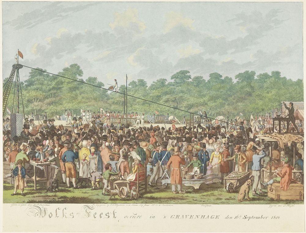 Feest in Den Haag ter ere van het bezoek van de prins en prinses van Oranje, 1816 (1816) by Dirk Sluyter, Haatje Pieters…