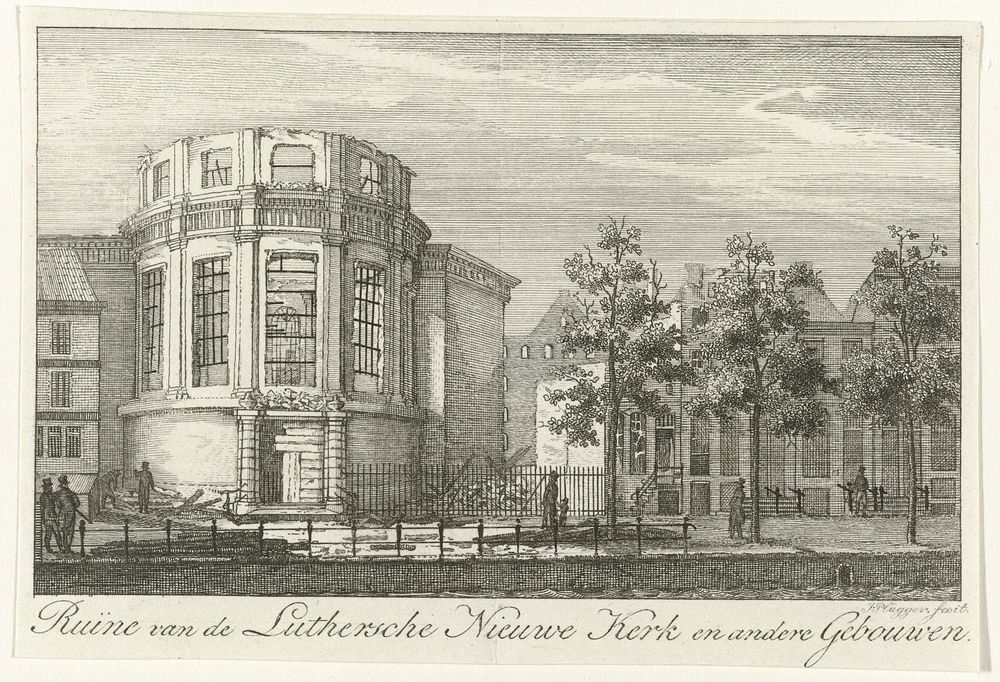 Ruïne van de Nieuwe Lutherse Kerk te Amsterdam, na de brand van 1822 (1822) by Jacob Plügger