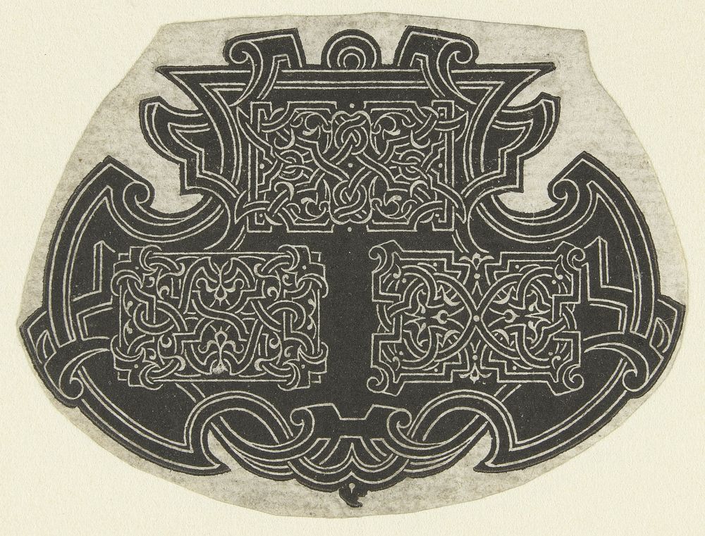 Sierspeld (?) gedecoreerd met drie rechthoeken met moresken (1506 - 1551) by anonymous, Jean de Gourmont I and anonymous