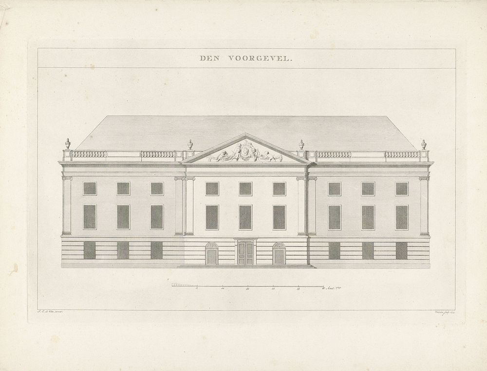 Schouwburg te Amsterdam: voorgevel, 1774 (1774) by Reinier Vinkeles I, Harmanus Vinkeles, Jacob Eduard de Witte, Johannes…