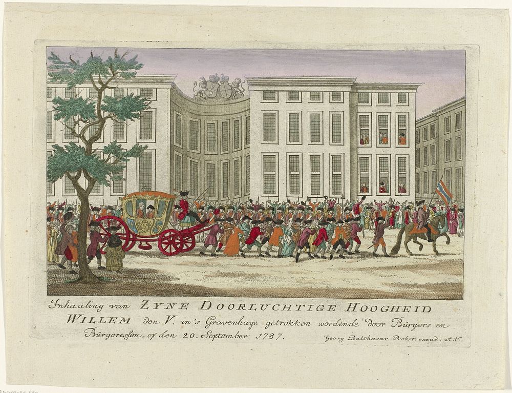 Inhaling van de prins van Oranje, 1787 (1787 - 1790) by anonymous, Mathias de Sallieth, Maria Margaretha la Fargue and Georg…