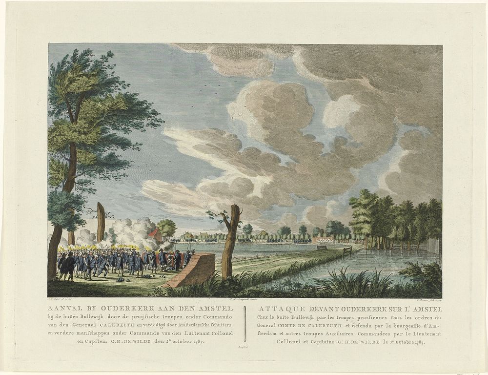 Aanval bij Ouderkerk aan de Amstel, 1787 (1793) by Cornelis Brouwer, Jean George Teissier and Dirk Meland Langeveld