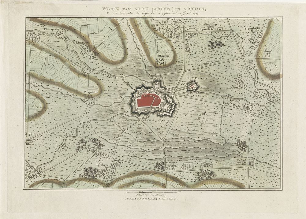 Plan van de versterkingen van Aire, 1794 (1794) by Cornelis van Baarsel and Johannes Allart