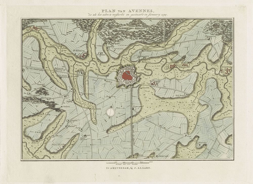 Plan van de versterkingen van Avennes, 1794 (1794) by Cornelis van Baarsel and Johannes Allart