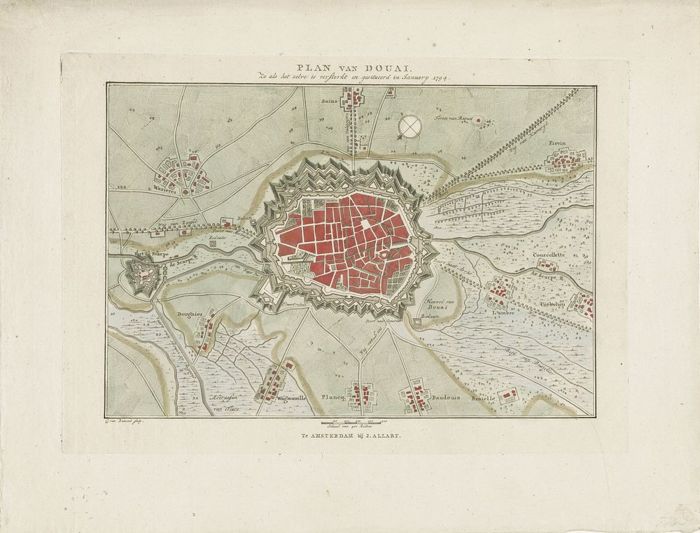 Plan van de versterkingen van Douai, 1794 (1794) by Cornelis van Baarsel and Johannes Allart