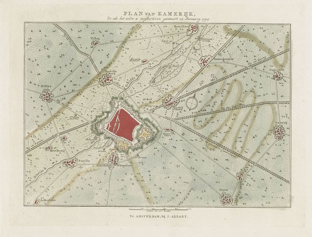 Plan van de versterkingen van Kamerijk, 1794 (1794) by Cornelis van Baarsel and Johannes Allart