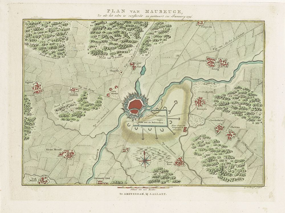 Plan van de versterkingen van Maubeuge, 1794 (1794) by Cornelis van Baarsel and Johannes Allart