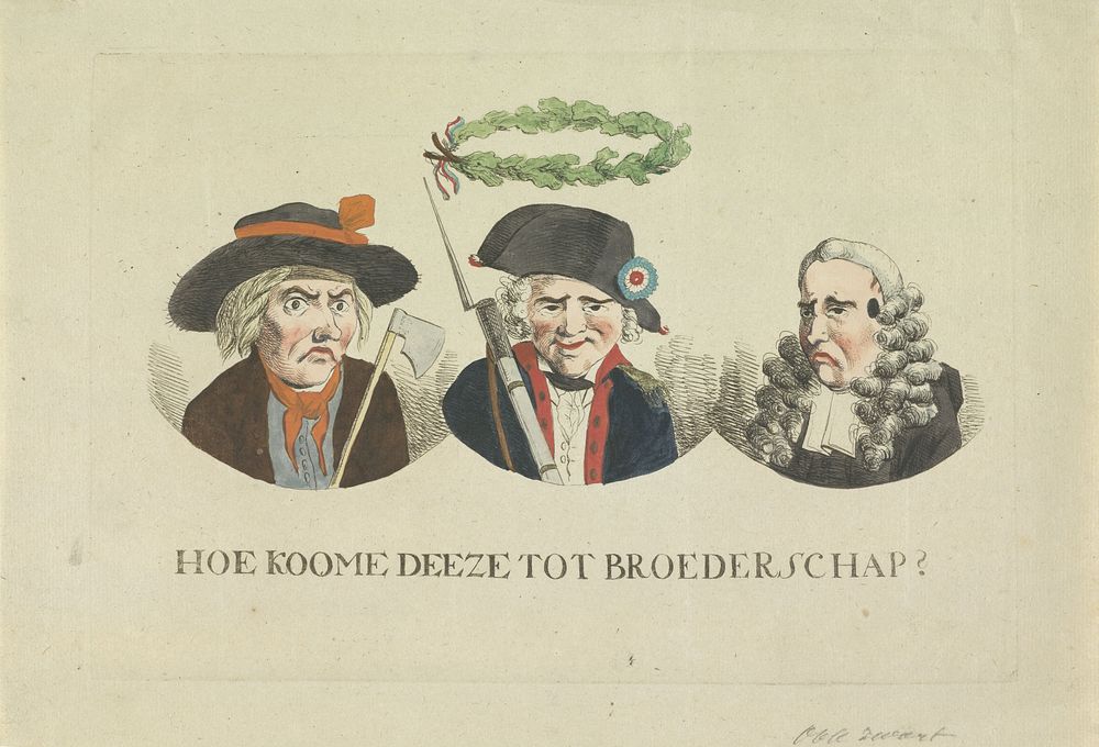 Spotprent op de gelijkheid en broederschap, 1795 (1795) by Hermanus Fock