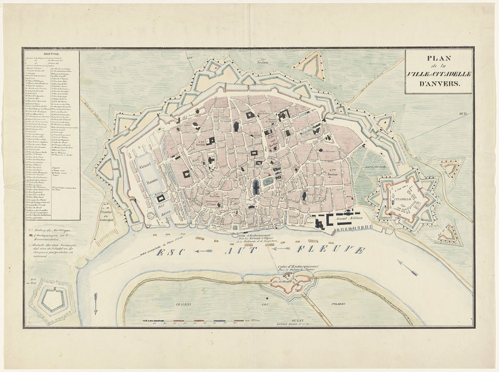 Plattegrond van Antwerpen en de Citadel, 1830 (1830 - 1831) by anonymous