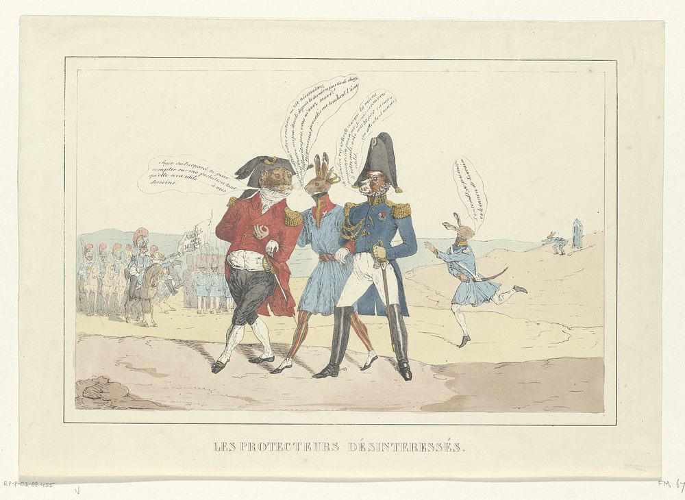 Bescherming van België door Groot-Brittannië en Frankrijk, 1831 (1831) by Paulus Charles Gerard Poelman