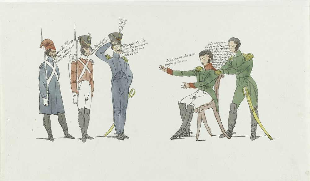 Spotprent op werven van buitenlandse militairen door België, 1831 (1831) by anonymous