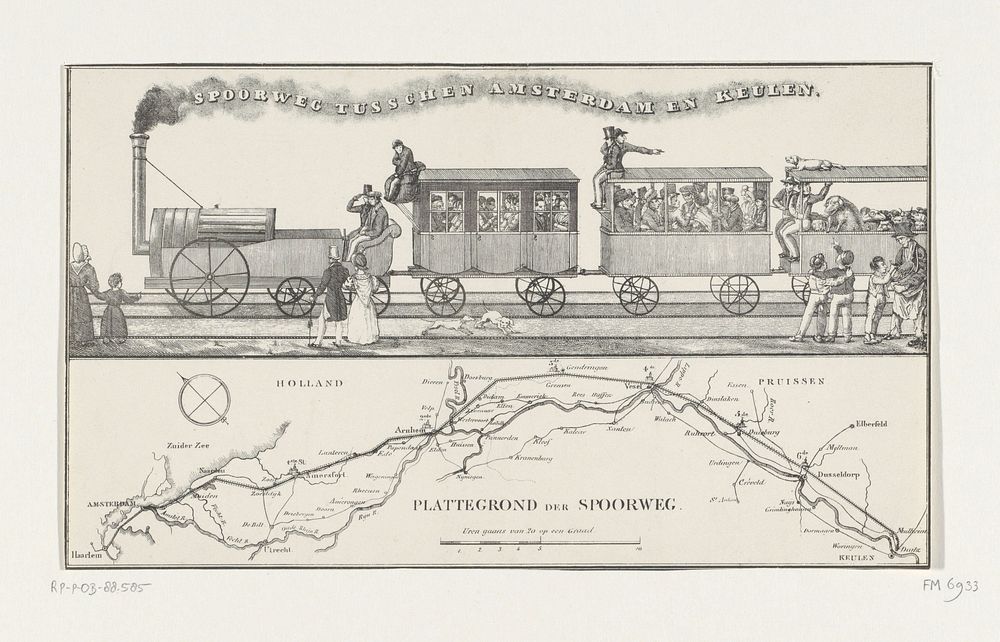 Plan voor een spoorweg tussen Amsterdam en Keulen, 1834 (1834) by anonymous