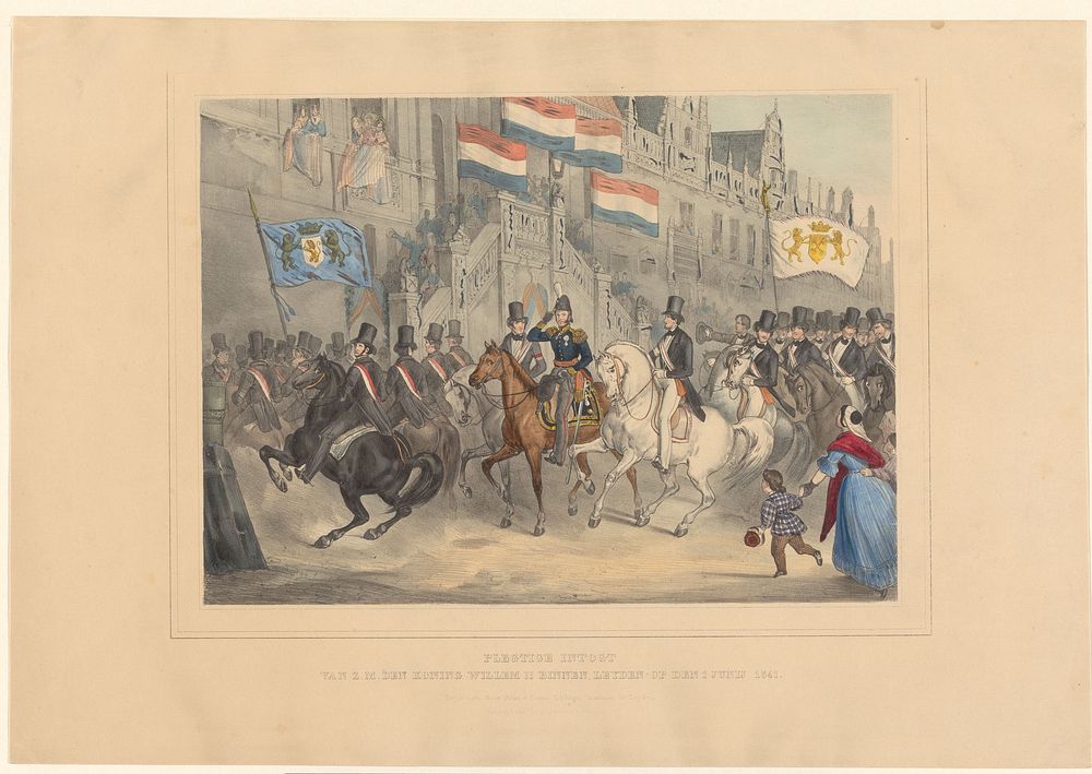 Intocht van koning Willem II te Leiden, 1841 (1841) by Arnz and Co, Arnz and Co and Schreuder and Van Baak