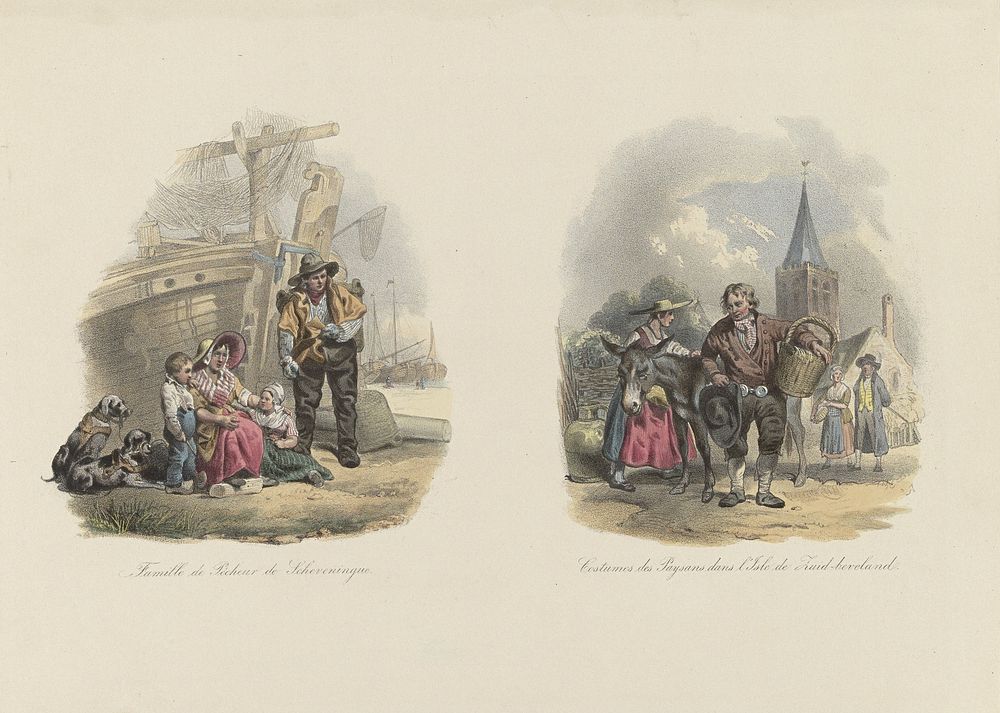 Klederdrachten van Scheveningen en Zuid-Beveland, ca. 1850 (1840 - 1870) by anonymous