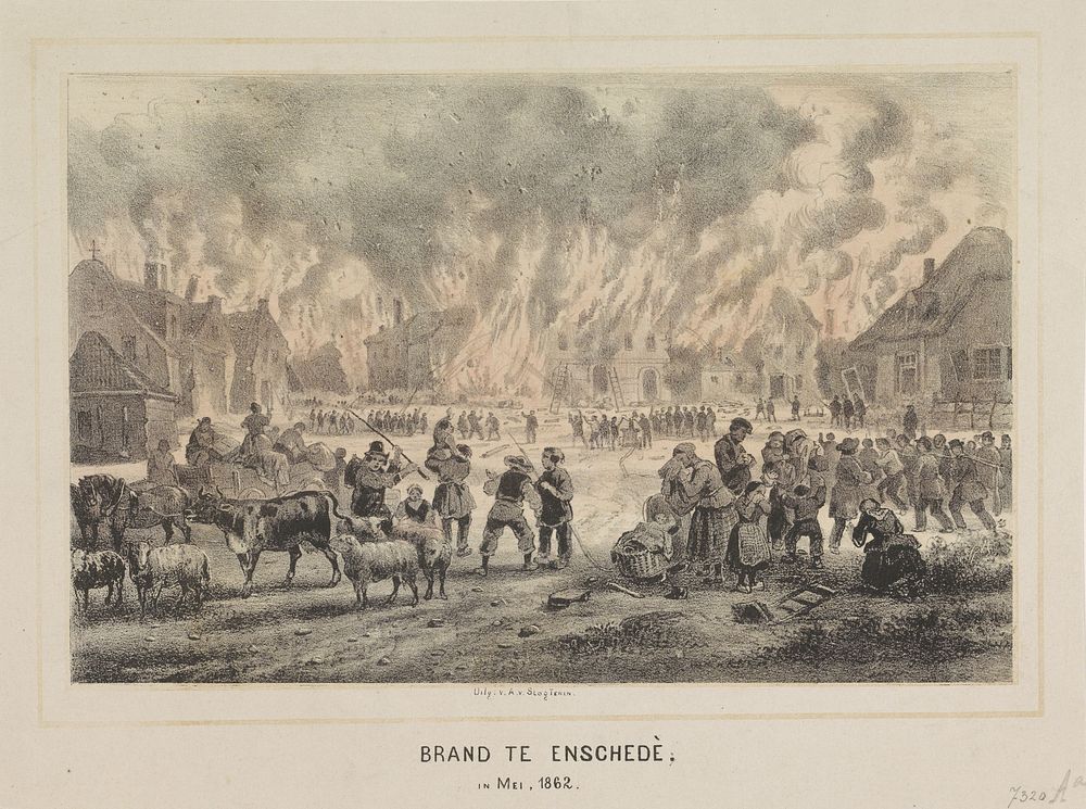 Brand te Enschedé, 7 mei 1862 (1862) by anonymous and A van Slogteren