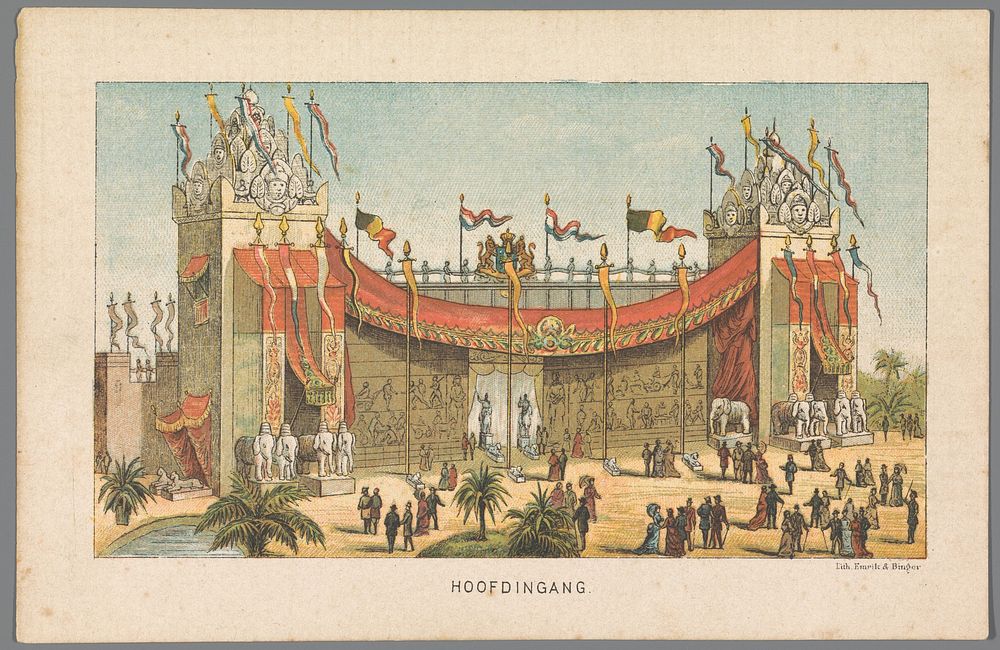 Hoofdingang van de Wereldtentoonstelling in Amsterdam, 1883 (1883) by anonymous, Emrik and Binger and Het Nieuws van den Dag