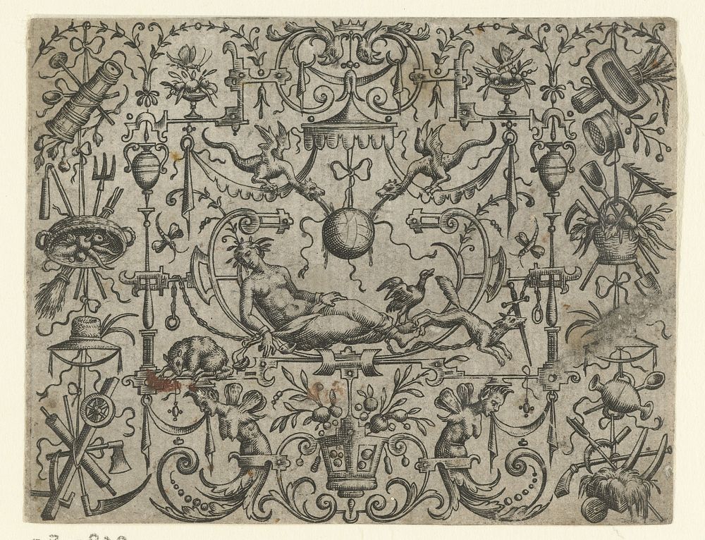 Paneel met grotesken (1603 - 1650) by Matthäus Merian I, anonymous and anonymous