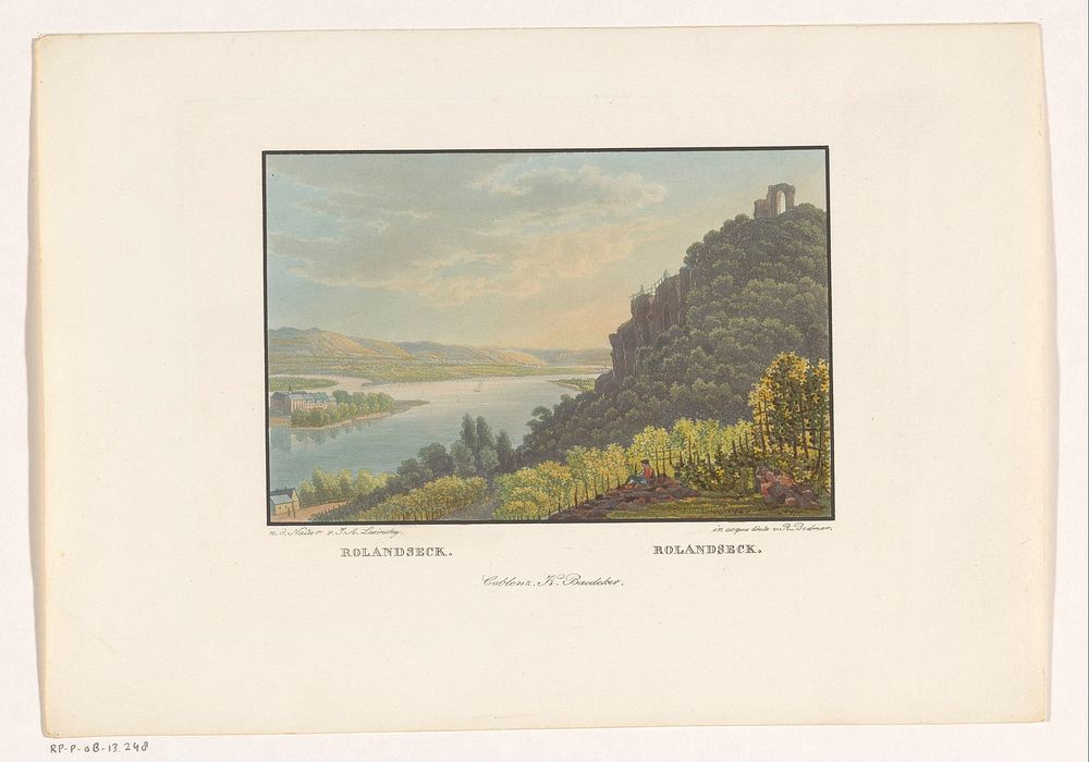 Gezicht op Rolandseck (1832 - 1872) by Rudolf Bodmer, Adolf Lasinsky and Karl Baedeker