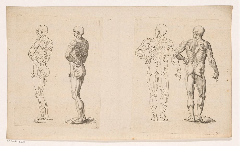 Naakte man van opzij en van achteren (c. 1645 - 1706) by Christoph Fabius Brechtel, anonymous and Frederik de Wit