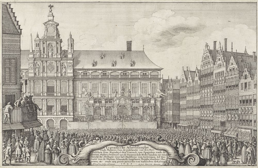 Afkondiging van de Vrede van Munster te Antwerpen, 1648 (1648) by Wenceslaus Hollar and Wenceslaus Hollar