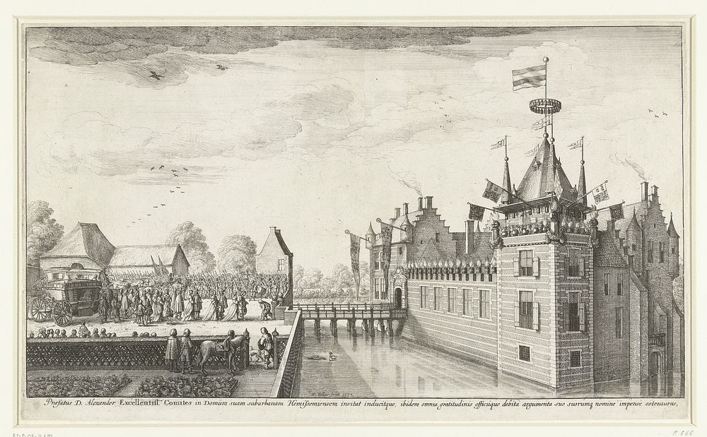 De graaf en gravin von Thurn und Taxis brengen een bezoek aan het kasteel van Alexander Roelants te Hemiksem, 1650 (1650) by…