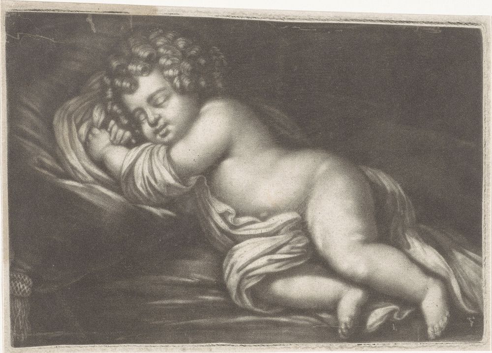 Slapende Amor (1660 - 1800) by anonymous, Caspar Netscher and Wallerant Vaillant