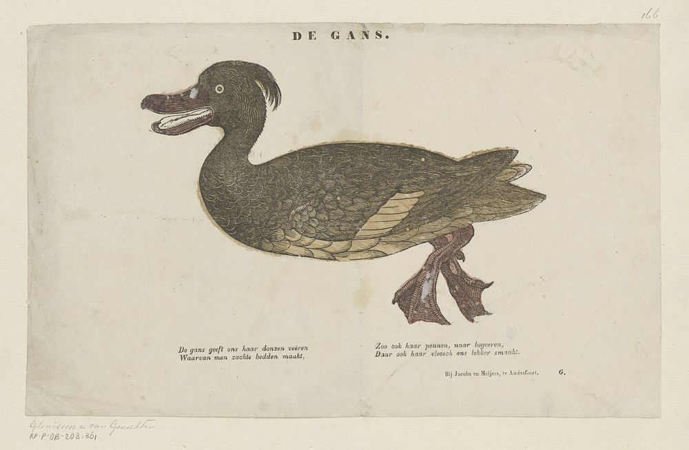 De gans (1833 - 1856) by Jacobs en Meijers, Glenisson and Van Genechten, anonymous and Lucas Schan