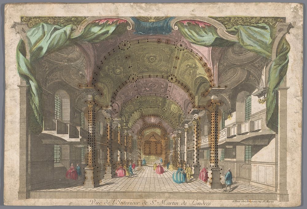 Gezicht op het interieur van de kerk Saint Martin-in-the-Fields te Londen (1745 - 1775) by Jean François Daumont and…