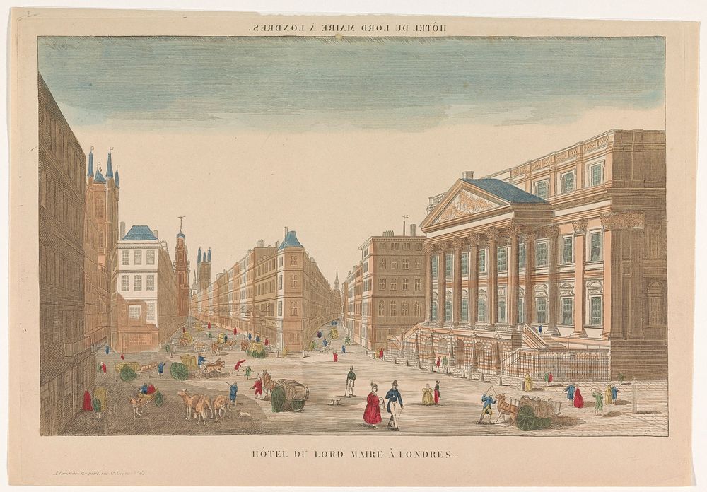 Gezicht op het Mansion House te Londen (1700 - 1799) by Hocquart and anonymous