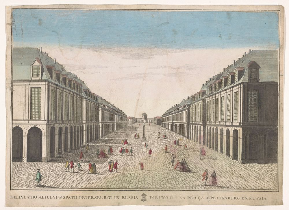 Gezicht op een plein te Sint-Petersburg (1700 - 1799) by familie Remondini and anonymous