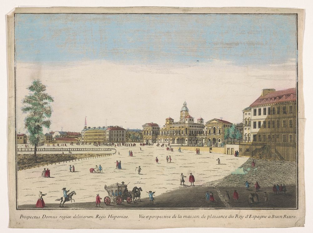 Gezicht op het Palacio del Buen Retiro te Madrid (1700 - 1799) by familie Remondini and anonymous