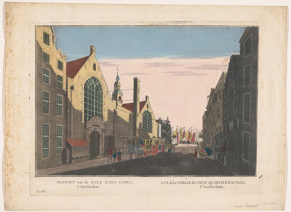 Gezicht op de Oudezijds Kapel te Amsterdam (1700 - 1799) by familie Remondini and anonymous