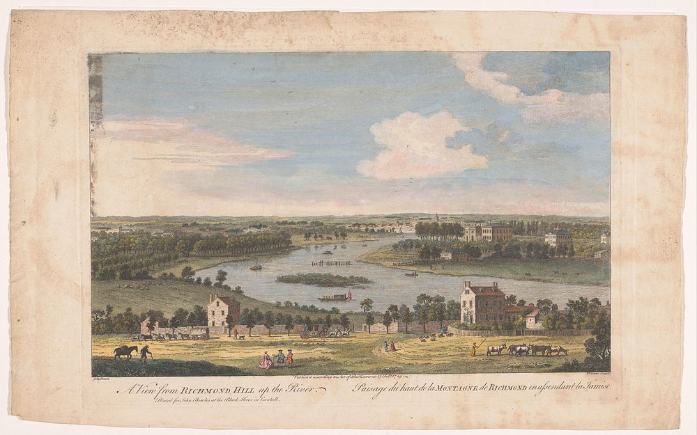 Gezicht op de rivier de Theems te Richmond gezien vanaf Richmond Hill (1749) by John Bowles, François Vivares and Jolly