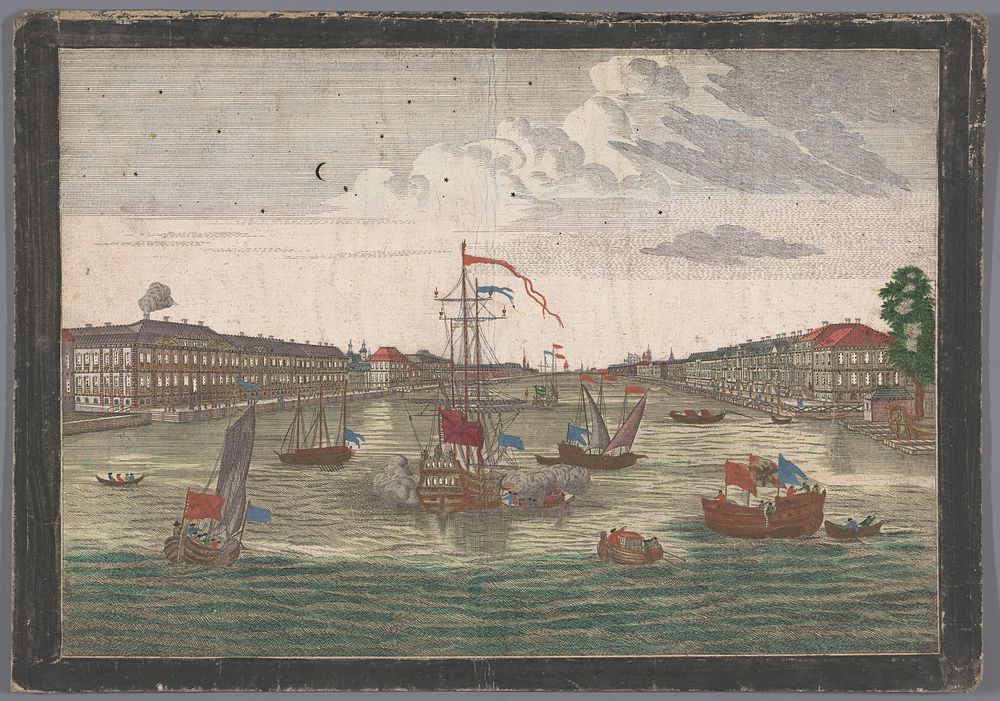 Gezicht op de rivier de Neva te Sint-Petersburg gezien vanaf de westzijde (1700 - 1799) by anonymous and anonymous