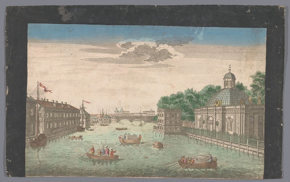 Gezicht op de rivier de Fontanka te Sint-Petersburg gezien vanaf de noordzijde (1745 - 1775) by Jean François Daumont and…