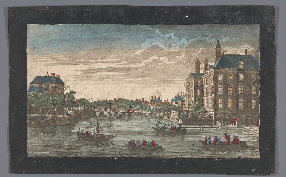 Gezicht op de Binnen-Amstel en het Diaconieweeshuis te Amsterdam (1700 - 1799) by anonymous and anonymous