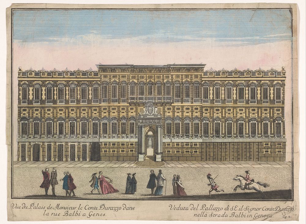 Gezicht op het Palazzo Negrone te Genua (1700 - 1799) by familie Remondini and anonymous