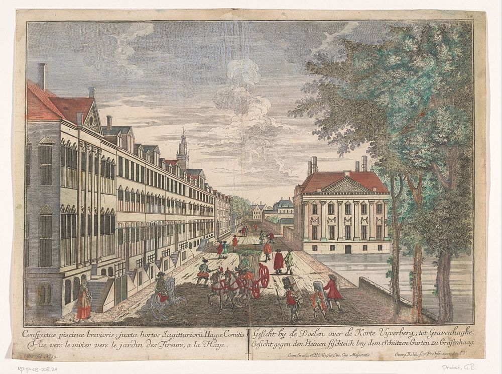 Gezicht op het Mauritshuis en de Hofvijver te Den Haag (1742 - 1801) by Georg Balthasar Probst, anonymous, Martin…