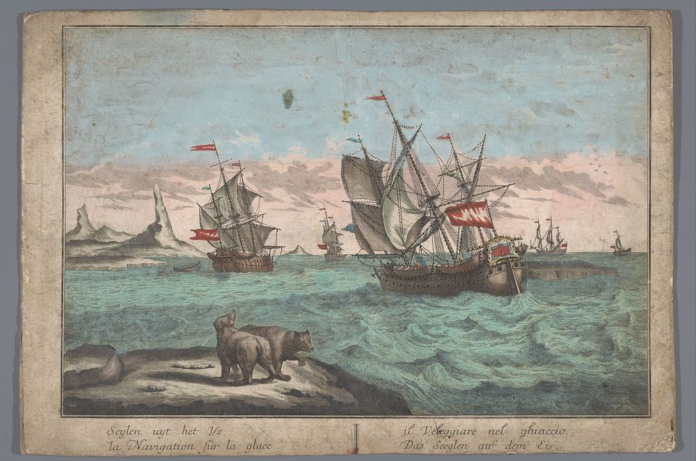 Gezicht op het varen van de schepen op de ijszee (1742 - 1801) by Georg Balthasar Probst, anonymous, Adolf van der Laan and…
