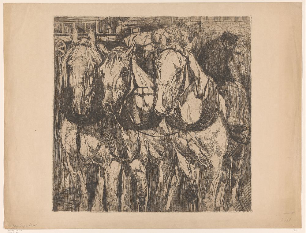 Drie trekpaarden (1896) by Pieter Dupont and E J van Wisselingh