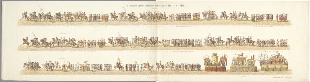 Historische optocht in Amsterdam (1822 - 1880) by Gerardus Johannes Bos, Reinier Craeyvanger, Reinier Craeyvanger, Tresling…