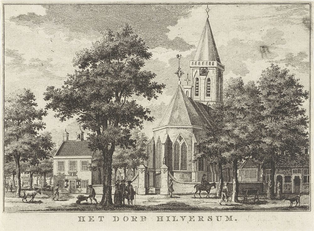 Kerk en Rechthuis te Hilversum in 1762 (vóór de brand van 1766) (1763) by Willem Writs and Willem Writs